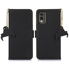 Funda de Cuero Cartera con Soporte Carcasa A11D para Nokia C32 Negro