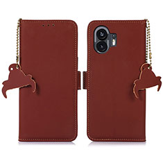 Funda de Cuero Cartera con Soporte Carcasa A11D para Nothing Phone 2 Marron