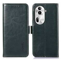 Funda de Cuero Cartera con Soporte Carcasa A11D para Oppo Reno11 Pro 5G Verde