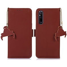 Funda de Cuero Cartera con Soporte Carcasa A11D para Sony Xperia 1 V Marron