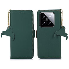 Funda de Cuero Cartera con Soporte Carcasa A11D para Xiaomi Mi 14 5G Verde