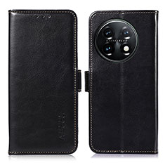 Funda de Cuero Cartera con Soporte Carcasa A12D para OnePlus 11 5G Negro