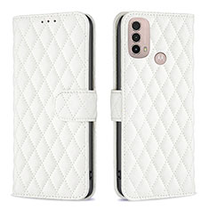 Funda de Cuero Cartera con Soporte Carcasa B01F para Motorola Moto E20 Blanco