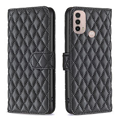 Funda de Cuero Cartera con Soporte Carcasa B01F para Motorola Moto E30 Negro