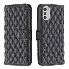 Funda de Cuero Cartera con Soporte Carcasa B01F para Motorola Moto E32 Negro