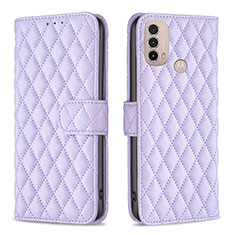 Funda de Cuero Cartera con Soporte Carcasa B01F para Motorola Moto E40 Morado