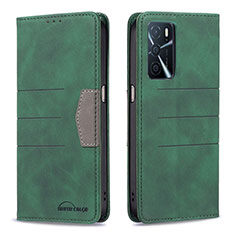 Funda de Cuero Cartera con Soporte Carcasa B01F para Oppo A16 Verde