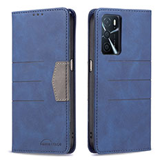 Funda de Cuero Cartera con Soporte Carcasa B01F para Oppo A16s Azul