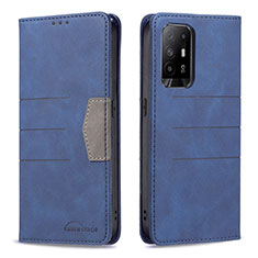 Funda de Cuero Cartera con Soporte Carcasa B01F para Oppo A94 5G Azul