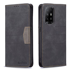 Funda de Cuero Cartera con Soporte Carcasa B01F para Oppo A94 5G Negro