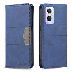 Funda de Cuero Cartera con Soporte Carcasa B01F para Oppo A96 5G Azul