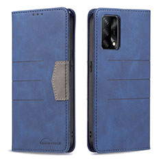 Funda de Cuero Cartera con Soporte Carcasa B01F para Oppo F19 Azul