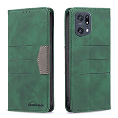 Funda de Cuero Cartera con Soporte Carcasa B01F para Oppo Find X5 Pro 5G Verde