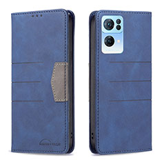 Funda de Cuero Cartera con Soporte Carcasa B01F para Oppo Reno7 Pro 5G Azul