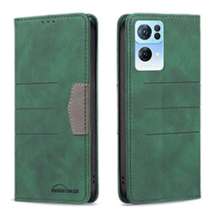 Funda de Cuero Cartera con Soporte Carcasa B01F para Oppo Reno7 Pro 5G Verde