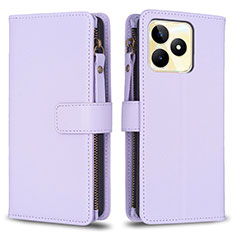 Funda de Cuero Cartera con Soporte Carcasa B01F para Realme C53 Purpura Claro