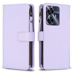 Funda de Cuero Cartera con Soporte Carcasa B01F para Realme C55 Purpura Claro