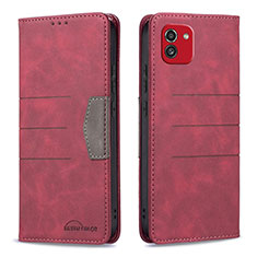 Funda de Cuero Cartera con Soporte Carcasa B01F para Samsung Galaxy A03 Rojo