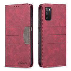 Funda de Cuero Cartera con Soporte Carcasa B01F para Samsung Galaxy F02S SM-E025F Rojo