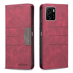 Funda de Cuero Cartera con Soporte Carcasa B01F para Vivo iQOO U5x Rojo