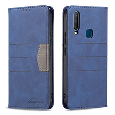 Funda de Cuero Cartera con Soporte Carcasa B01F para Vivo Y11 Azul