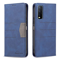 Funda de Cuero Cartera con Soporte Carcasa B01F para Vivo Y11s Azul