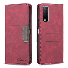 Funda de Cuero Cartera con Soporte Carcasa B01F para Vivo Y11s Rojo