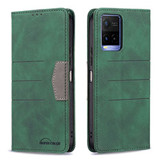 Funda de Cuero Cartera con Soporte Carcasa B01F para Vivo Y21a Verde