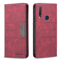 Funda de Cuero Cartera con Soporte Carcasa B01F para Vivo Y3s Rojo