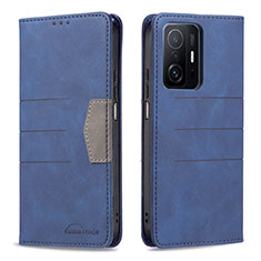 Funda de Cuero Cartera con Soporte Carcasa B01F para Xiaomi Mi 11T 5G Azul