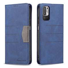 Funda de Cuero Cartera con Soporte Carcasa B01F para Xiaomi POCO M3 Pro 5G Azul