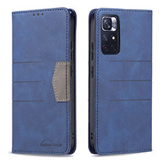 Funda de Cuero Cartera con Soporte Carcasa B01F para Xiaomi Poco M4 Pro 5G Azul