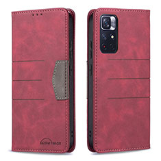 Funda de Cuero Cartera con Soporte Carcasa B01F para Xiaomi Poco M4 Pro 5G Rojo