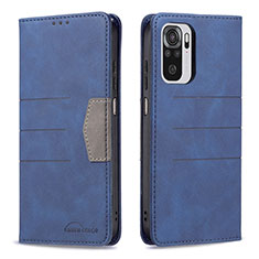 Funda de Cuero Cartera con Soporte Carcasa B01F para Xiaomi Poco M5S Azul