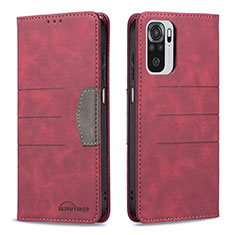 Funda de Cuero Cartera con Soporte Carcasa B01F para Xiaomi Poco M5S Rojo