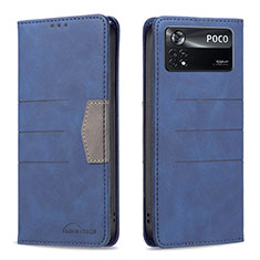 Funda de Cuero Cartera con Soporte Carcasa B01F para Xiaomi Poco X4 Pro 5G Azul