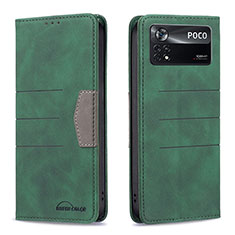 Funda de Cuero Cartera con Soporte Carcasa B01F para Xiaomi Poco X4 Pro 5G Verde