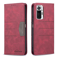 Funda de Cuero Cartera con Soporte Carcasa B01F para Xiaomi Redmi Note 10 Pro Max Rojo