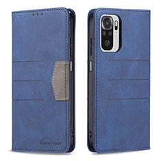 Funda de Cuero Cartera con Soporte Carcasa B01F para Xiaomi Redmi Note 10S 4G Azul