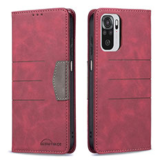 Funda de Cuero Cartera con Soporte Carcasa B01F para Xiaomi Redmi Note 10S 4G Rojo