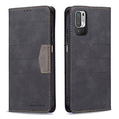 Funda de Cuero Cartera con Soporte Carcasa B01F para Xiaomi Redmi Note 10T 5G Negro