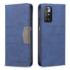 Funda de Cuero Cartera con Soporte Carcasa B01F para Xiaomi Redmi Note 11 4G (2021) Azul