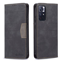 Funda de Cuero Cartera con Soporte Carcasa B01F para Xiaomi Redmi Note 11 5G Negro