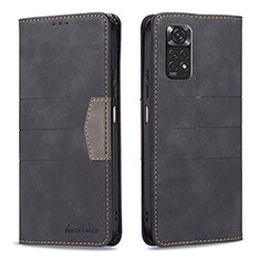 Funda de Cuero Cartera con Soporte Carcasa B01F para Xiaomi Redmi Note 11S 4G Negro