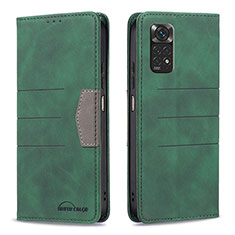 Funda de Cuero Cartera con Soporte Carcasa B01F para Xiaomi Redmi Note 11S 4G Verde