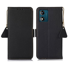 Funda de Cuero Cartera con Soporte Carcasa B01H para Motorola Moto E13 Negro