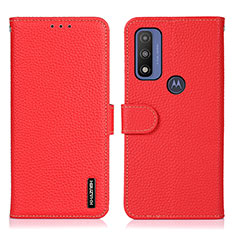 Funda de Cuero Cartera con Soporte Carcasa B01H para Motorola Moto G Pure Rojo