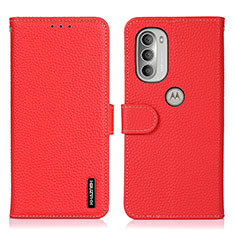 Funda de Cuero Cartera con Soporte Carcasa B01H para Motorola Moto G51 5G Rojo