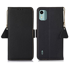 Funda de Cuero Cartera con Soporte Carcasa B01H para Nokia C12 Pro Negro