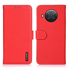 Funda de Cuero Cartera con Soporte Carcasa B01H para Nokia X10 Rojo